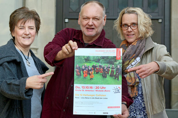 Wickedes Kulturamtsleiterin Susanne Modler mit den Organisatoren des Cello-Herbstes: Uli Bär (Intendant) und Alexandra Schneider (von links) FOTO: ANDREAS DUNKER