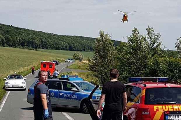 Motorradunfall zwischen Wickede und Waltringen FOTO: FEUERWEHR