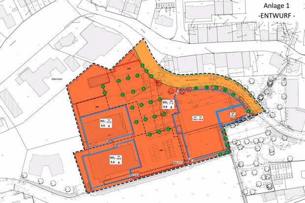 Lageplan mit EDEKA, ALDI und ROSSMANN QUELLE: GEMEINDE WICKEDE (RUHR)