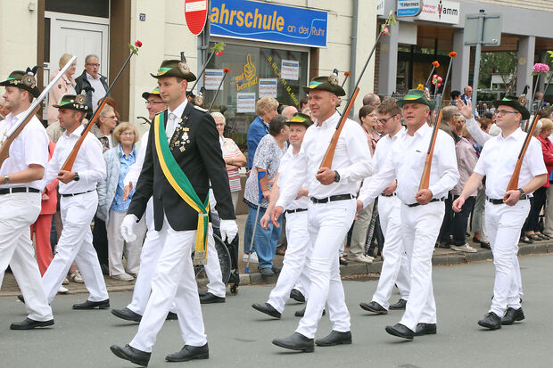 Die Kompanie Wiehagen-Schlückingen unter Führung von Sebastian Heide FOTO: ANDREAS DUNKER