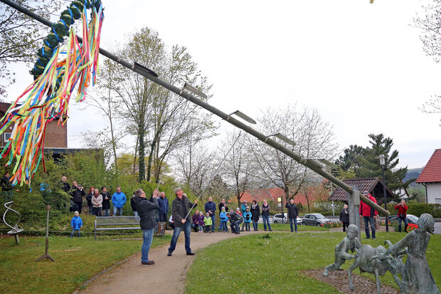 Aufrichten des Maibaumes in Echthausen
