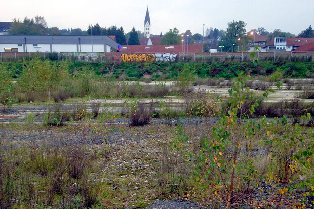 Die Industriebrache auf dem ehemaligen Mannesmann-Gelände grenzt an das neue Einkaufszentrum mit ALDI, EDEKA und Rossmann an. ARCHIVFOTO: ANDREAS DUNKER